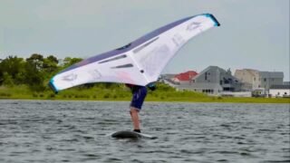 First day for Leo. Welcome to the world of winging! #h2windsurfing #severne #duotonewing #njwindsurfing